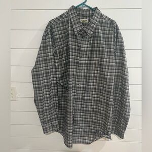 St. John's Bay Black and Gray Plaid Button Down Shirt